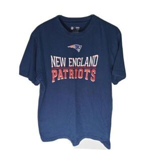 NFL Mens New England Patriots Football T-Shirt Size Medium Navy Blue Cotton